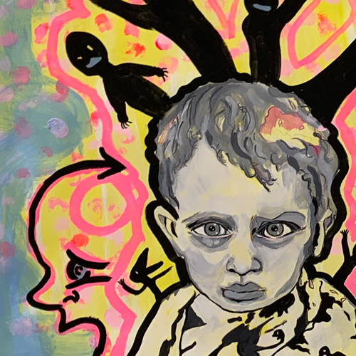 Go to the virtual gallery to the  full Children of the Quarantine piece.